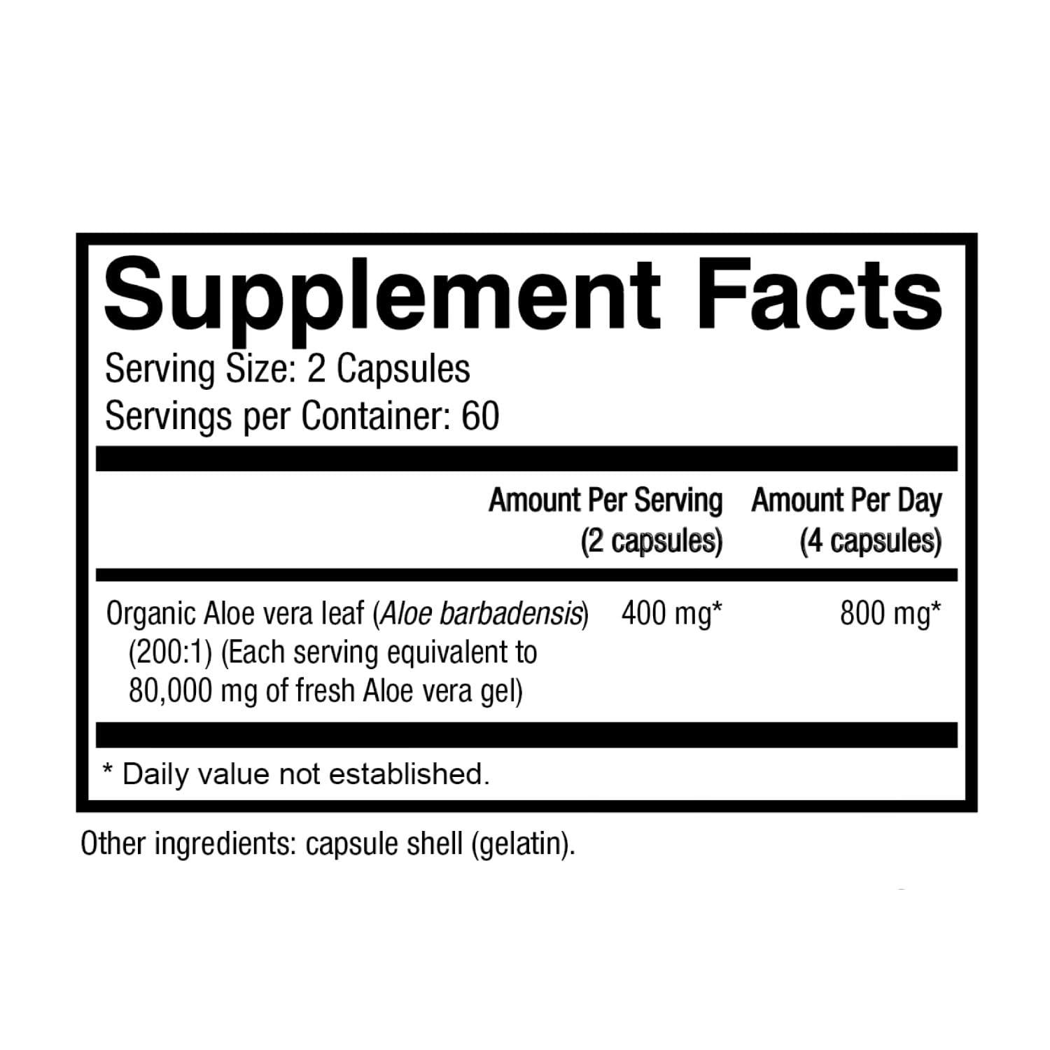 NatureCity NatureCity True-Aloe 80,000mg Aloe Vera Gel Equivalent Per Serving Made with Organic Aloe Vera (360 Capsules) Digestive, Skin and Joint Support|Small Easy-to-Swallow Pills