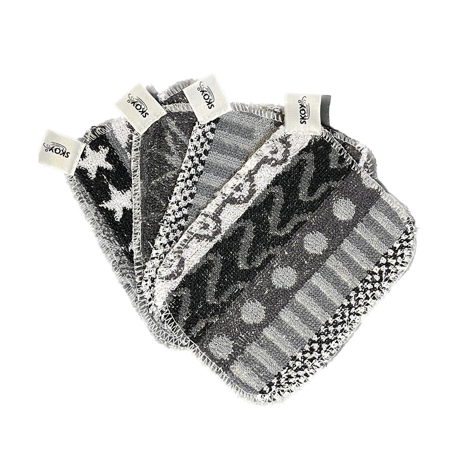 Skoy Skoy Scrub, 4-Pack Reusable, Non-Scratching Dish Scrubber for Kitchen and Household Cleaning, Eco-Friendly, Dishwasher Safe Soft Scrub, Monochromatic Colors