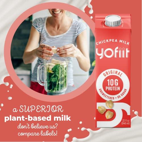 YoFiit Yofiit Original Unsweetened Plant Based Milk with Pea Protein and Flax - More Protein than Almond Milk - Non Dairy Coffee Creamer, Vegan & Shelf Stable | 10g Protein - 6 Pack