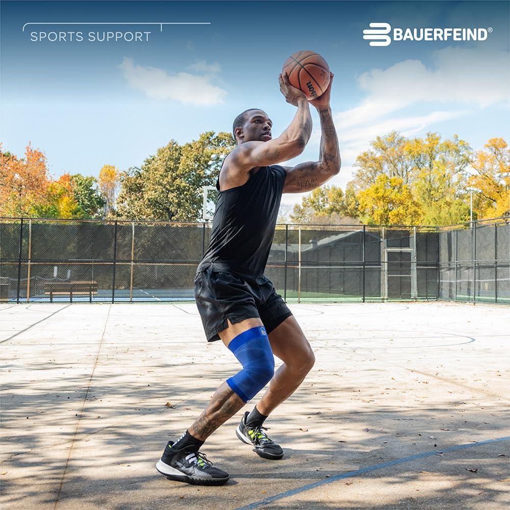 Bauerfeind Bauerfeind Sports Compression Knee Support NBA - Lightweight Design with Gripping Zones for Basketball Knee Pain Relief & Performance with Team Designs (Black, S)