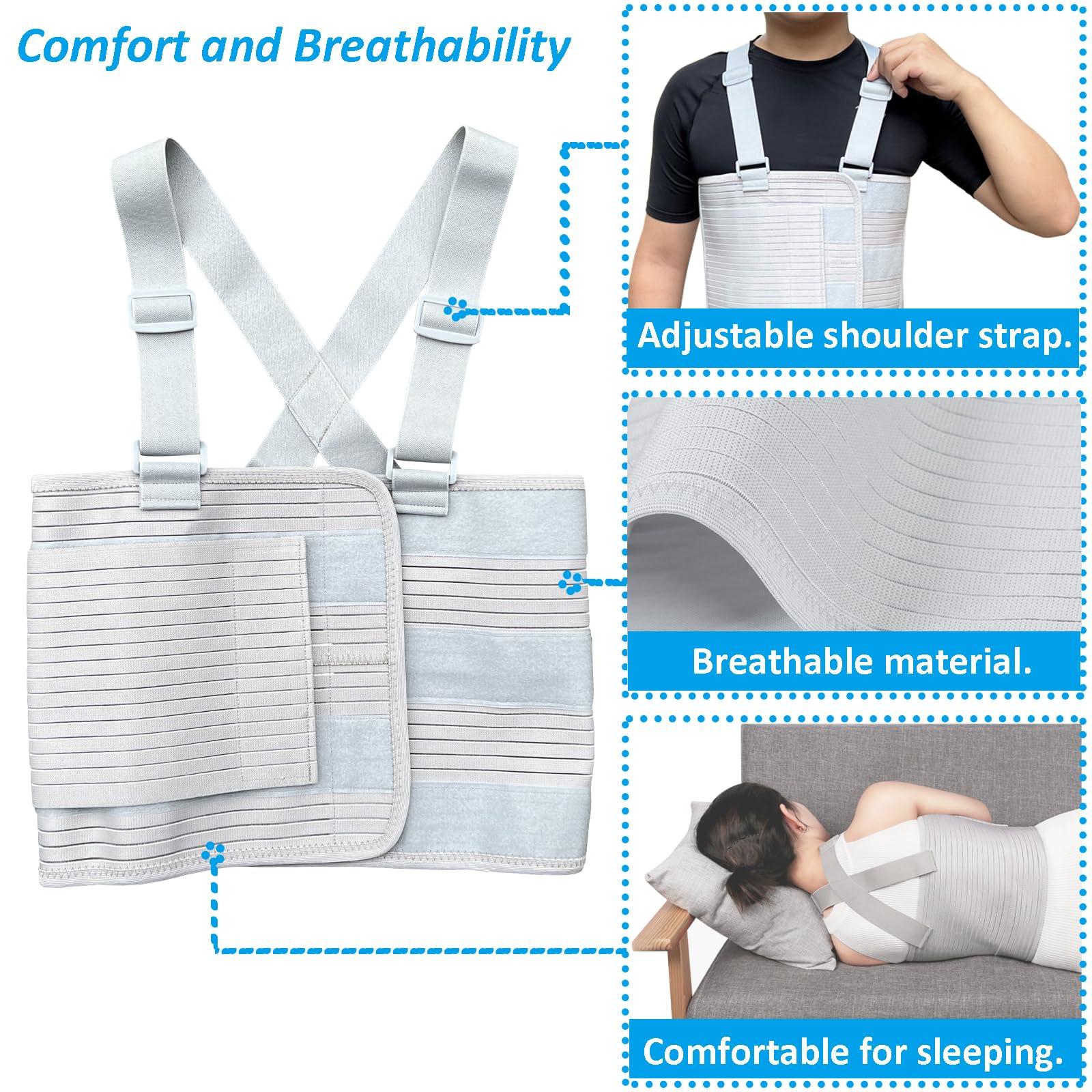 Jeelathy Rib Injury Chest Binder Brace for Cracked Ribs - Elastic Rib Support Belt for Men and Women - Rib Cage Support Belts Chest Compression Wrap for Bruised, Fractured or Dislocated Ribs Protection, Compression Wrap and Chest Support (Large ( Fits 41 - 51
