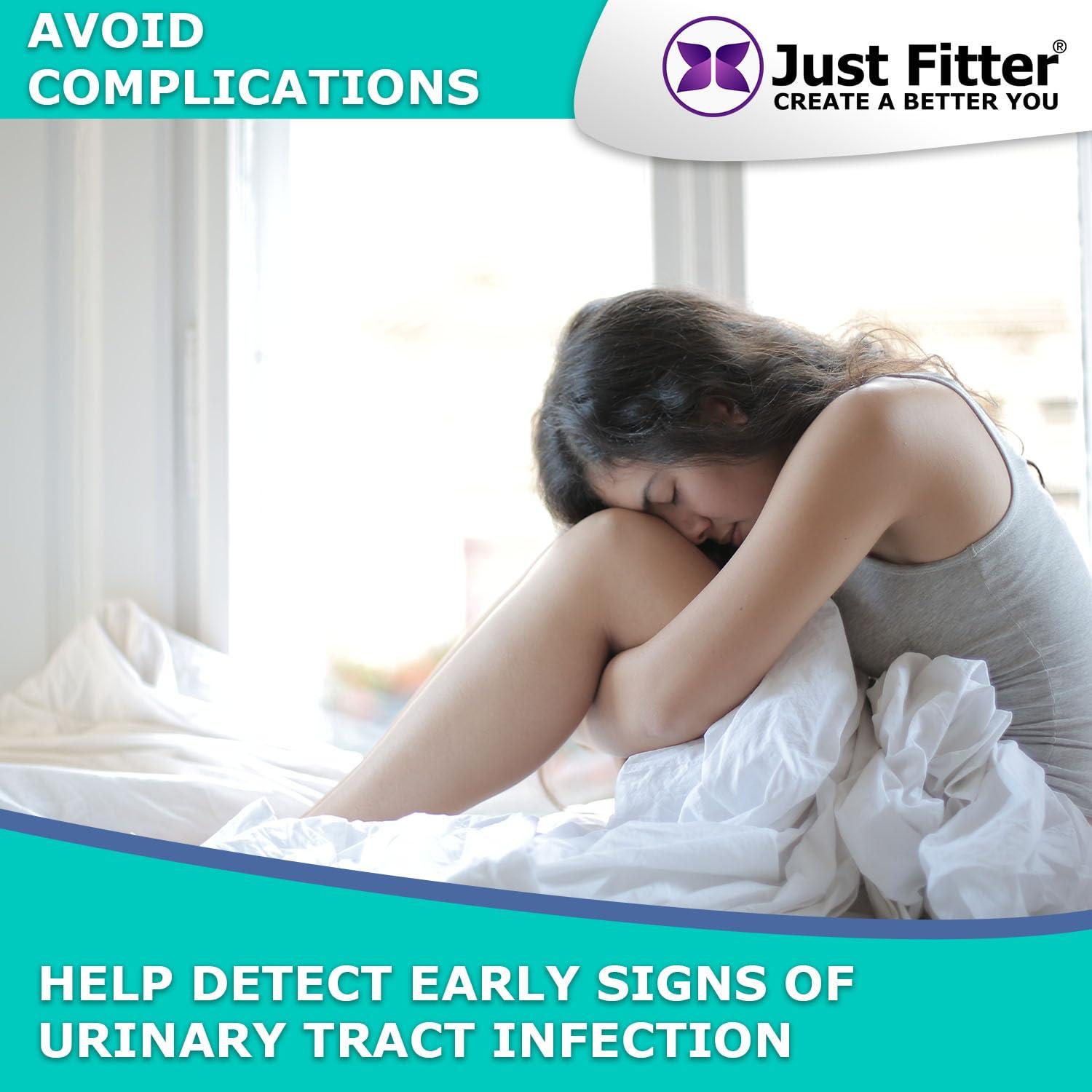 Just Fitter UTI Urine Test Strips. Urinary Tract Infection Strip. Simple, Fast and Accurate Results. Urinalysis Home Testing Stick Kit for Nitrite and Leukocytes.