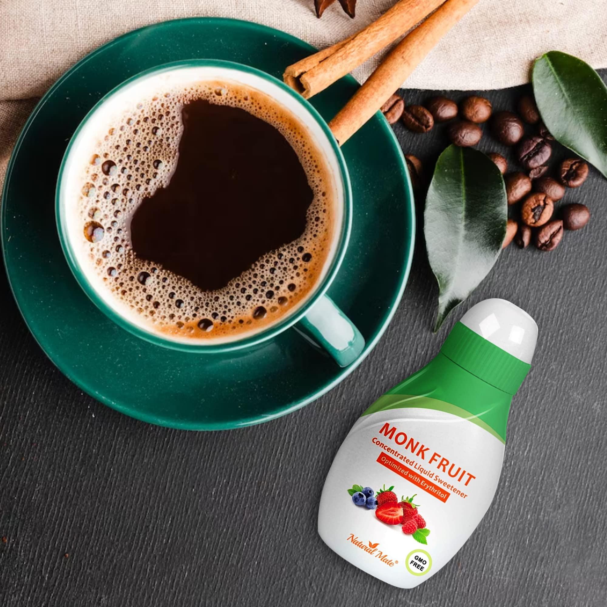 Natural Mate Monk Fruit Concentrated Liquid Sweetener (Optimized with Erythritol) 1.33 FL OZ (37 mL) – 2 Pack