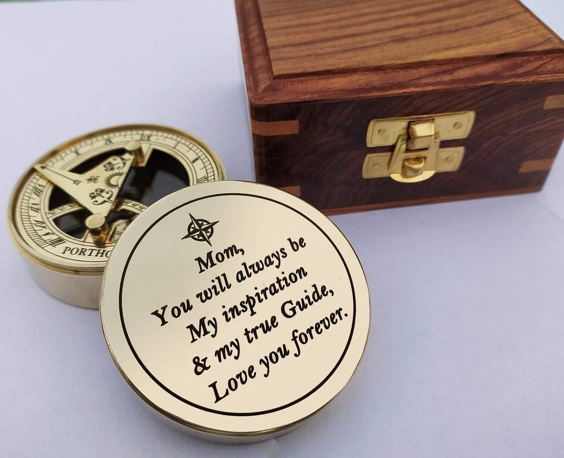 U.K MART U.K MART Personalised Brass Engraved Sundial Compass Add Your Massage & Logo On Compass