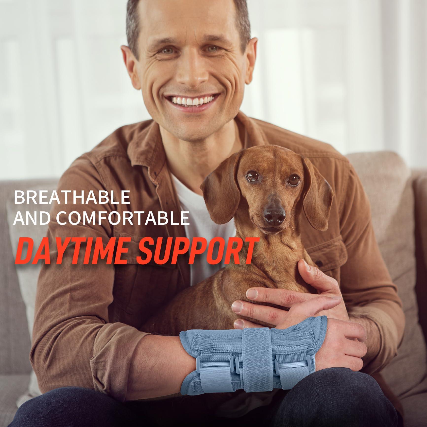 FEATOL FEATOL Wrist Brace Carpal Tunnel for Women Men, Adjustable Night Sleep Support Brace with Splints Left Hand, Medium/Large