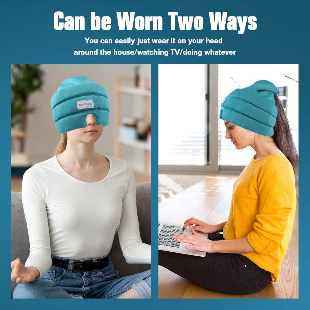 Comfcube Comfcube Migraine & Headache Relief Ice Cap, 2 Hours Long Lasting Cold Therapy Wearable Form Fitting Ice Hat for Tension Headache, Sinus & Stress Relief, Puffy Eyes, Chronic Migraine, Chemo