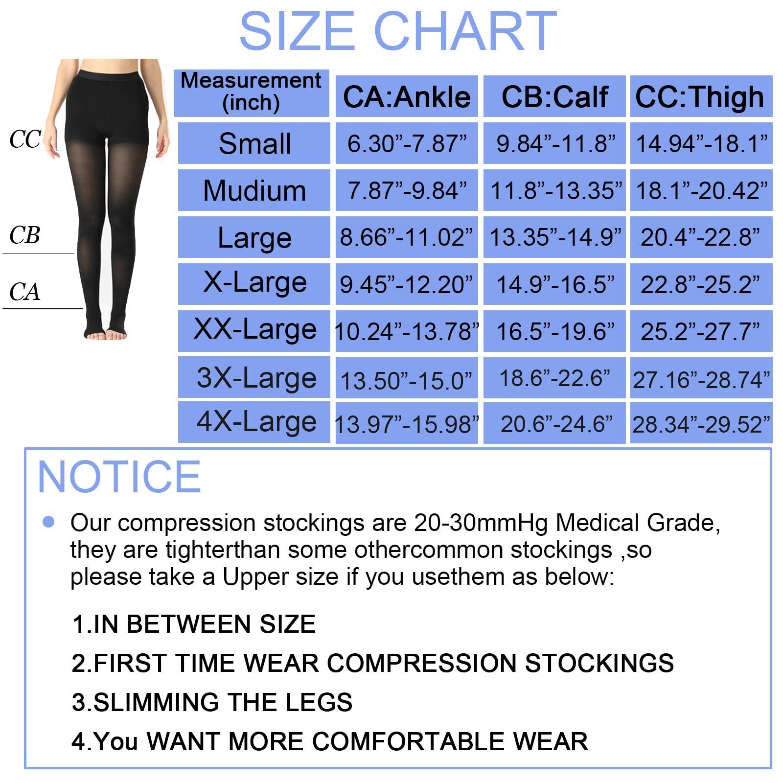 GLEMOSSLY GLEMOSSLY Medical Compression Pantyhose For Women & Men,20-30 mmHg Graduated Support Hose Tights,Closed Toe Waist High Compression Stockings For Swelling Edema Varicose Vein XX-Large