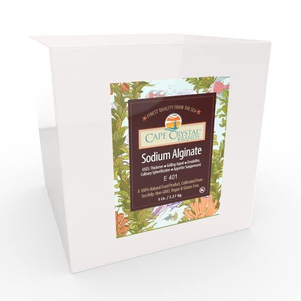 Cape Crystal Sodium Alginate in Powder Form - 10-Lb. / 4.54 Kg. - Food Grade Thickening Agent - For Chefs and Cooks - 100% Natural - Available in 2 / 8 / 16 oz