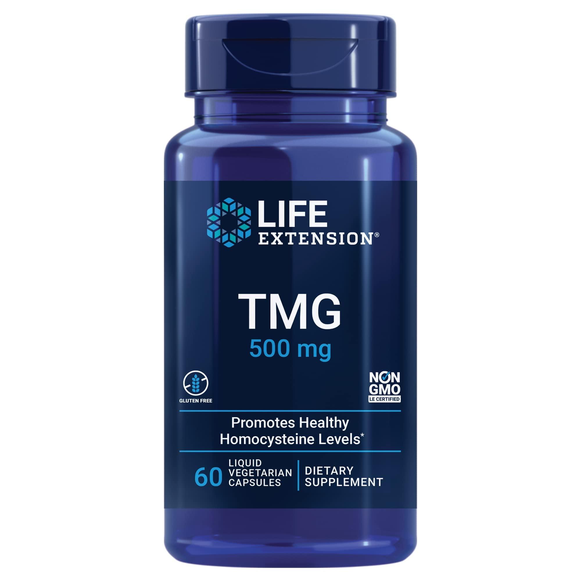 Life Extension Life Extension TMG 500 mg and Taurine 1000 mg Supplement Bundle - 60 Liquid Vegetarian Capsules and 90 Vegetarian Capsules