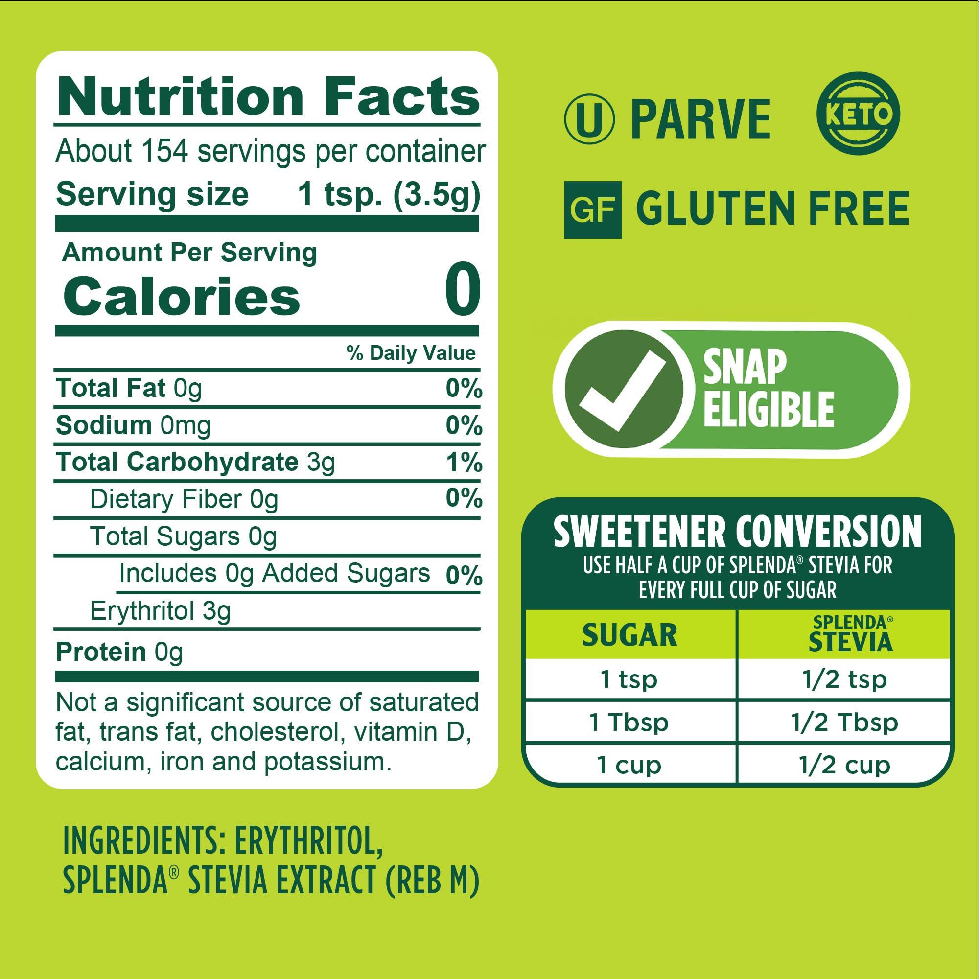 SPLENDA SPLENDA Stevia Zero Calorie Sweetener, Plant Based Sugar Substitute Granulated Powder, 19 oz Jar