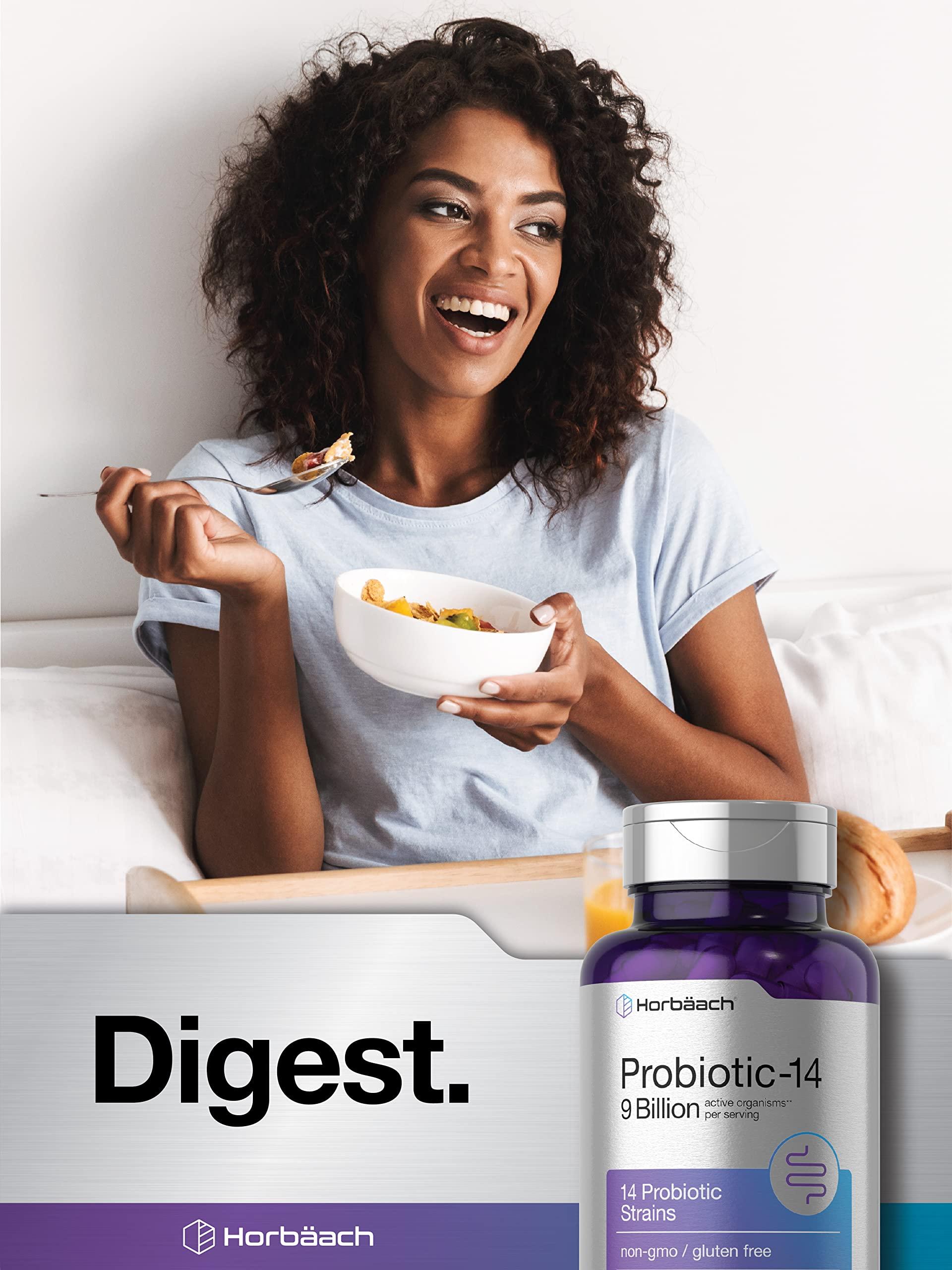 Horbach Horbach Probiotics for Women & Men | 14 Strains for Digestive Health | 9 Billion CFU | 90 Capsules | Non-GMO & Gluten Free Supplement