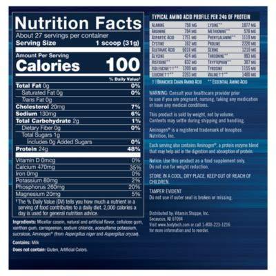 BODYTECH BODYTECH Micellar Casein Protein Powder, Slow Release for Overnight Muscle Recovery - 24 Grams of Protein per Serving - French Vanilla (2 Pound)