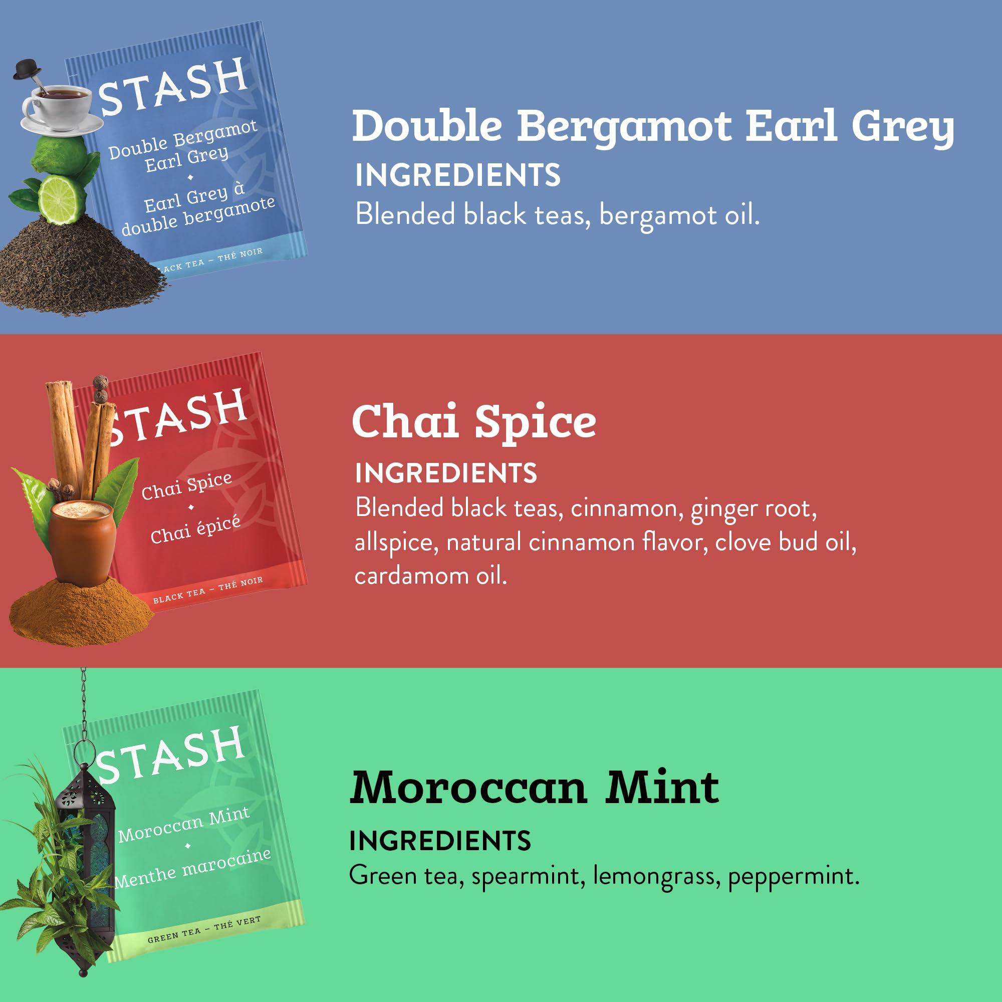 Stash Stash Tea Day to Night Tea Sampler - Assorted Specialty Tea Gift Set, High to No Caffeine, 7 Flavors, 35 Tea Bags