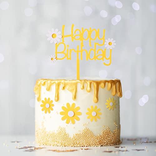 Unittype 55 Pieces Daisy Cake Topper Daisy Cake Decorations White Flower Cupcake Toppers Chrysanthemum Cupcake Toppers Cake Picks for Daisy Birthday Party Wedding Spring Summer Themed Cake Decorations