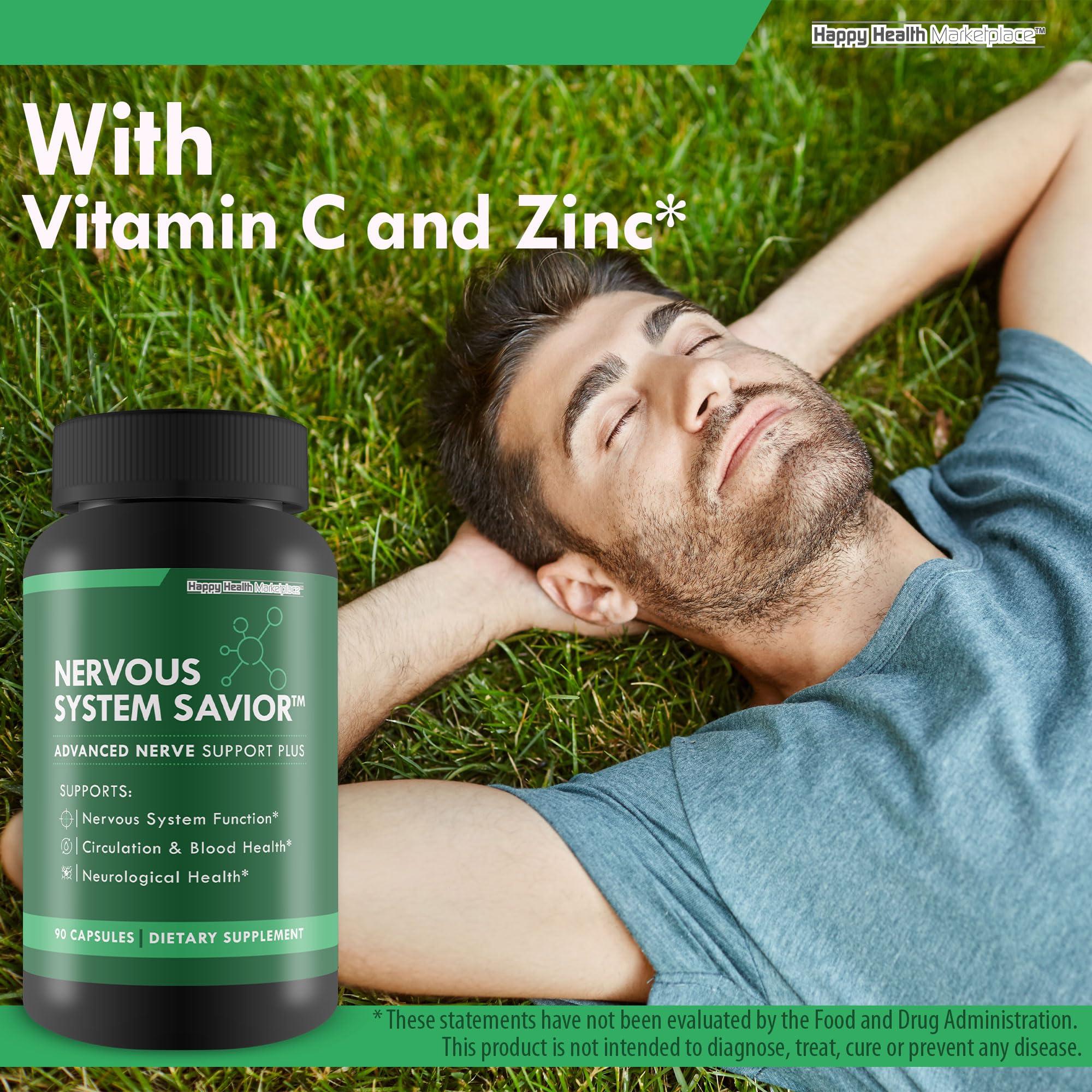 Happy Health Marketplace Nervous System Savior - Advanced Nerve Support - Our Best Nerve Support Supplement - Natural Nerve Savior Supplement to Help Save Your Nerve Health - Nerve Support Supplements Your Nerves Savior