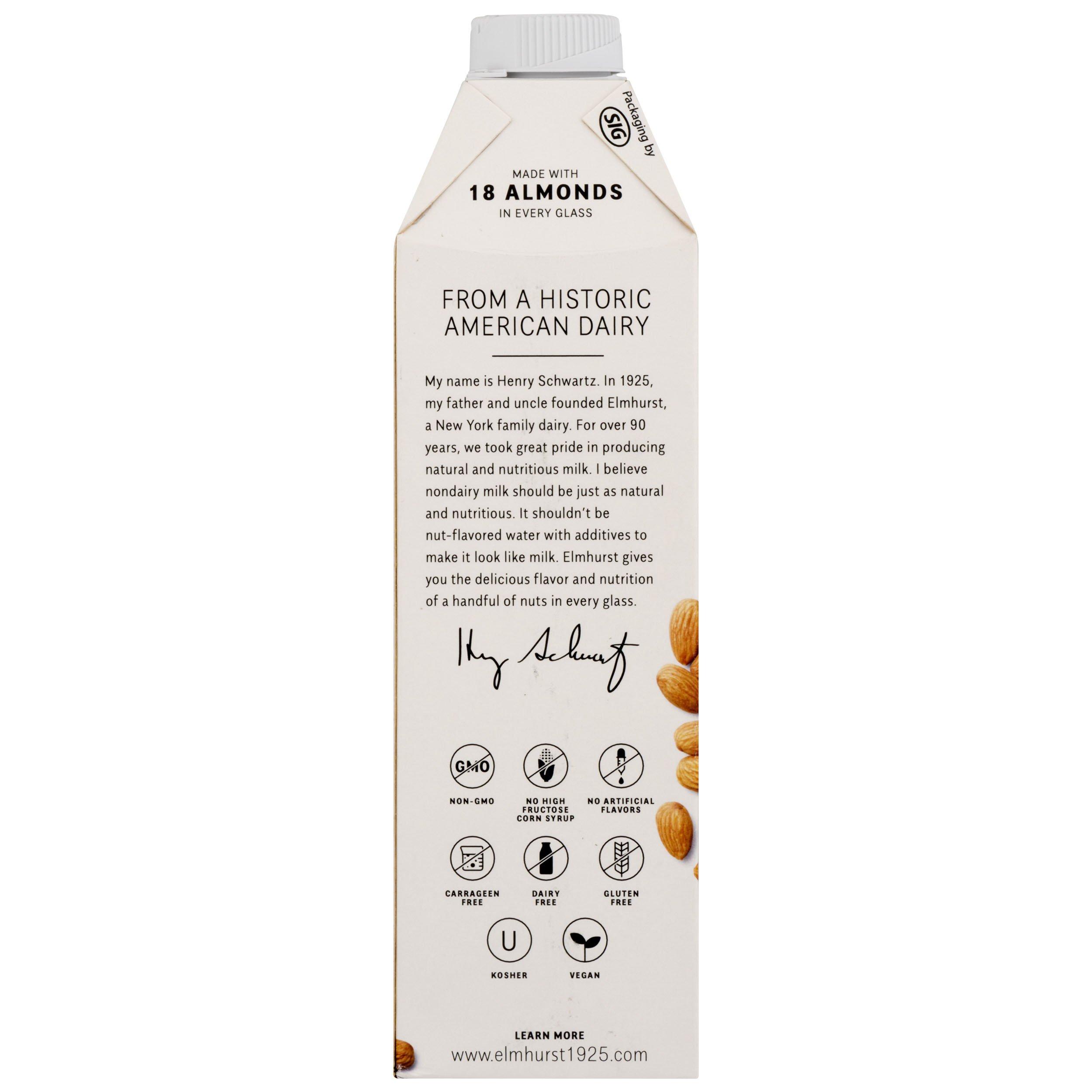 Elmhurst ELMHURST Unsweetened Almond Milked, 32 FZ