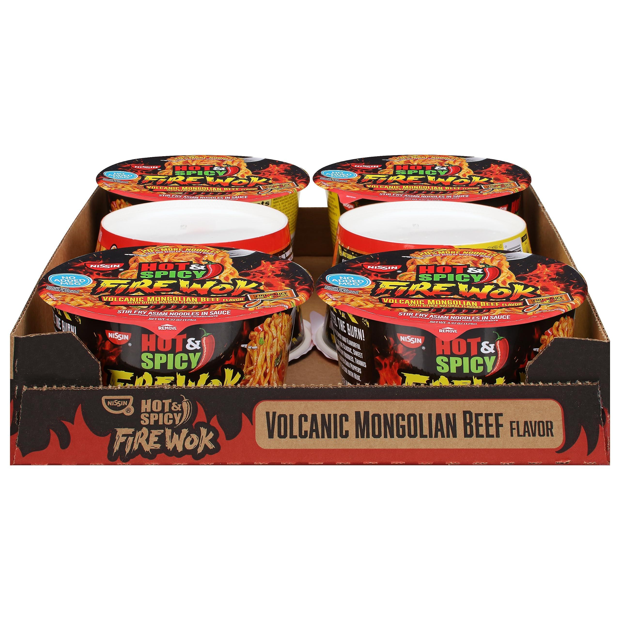NISSIN Nissin Hot & Spicy Fire Wok, Volcanic Mongolian Beef, 4.37 Ounce (Pack of 6)