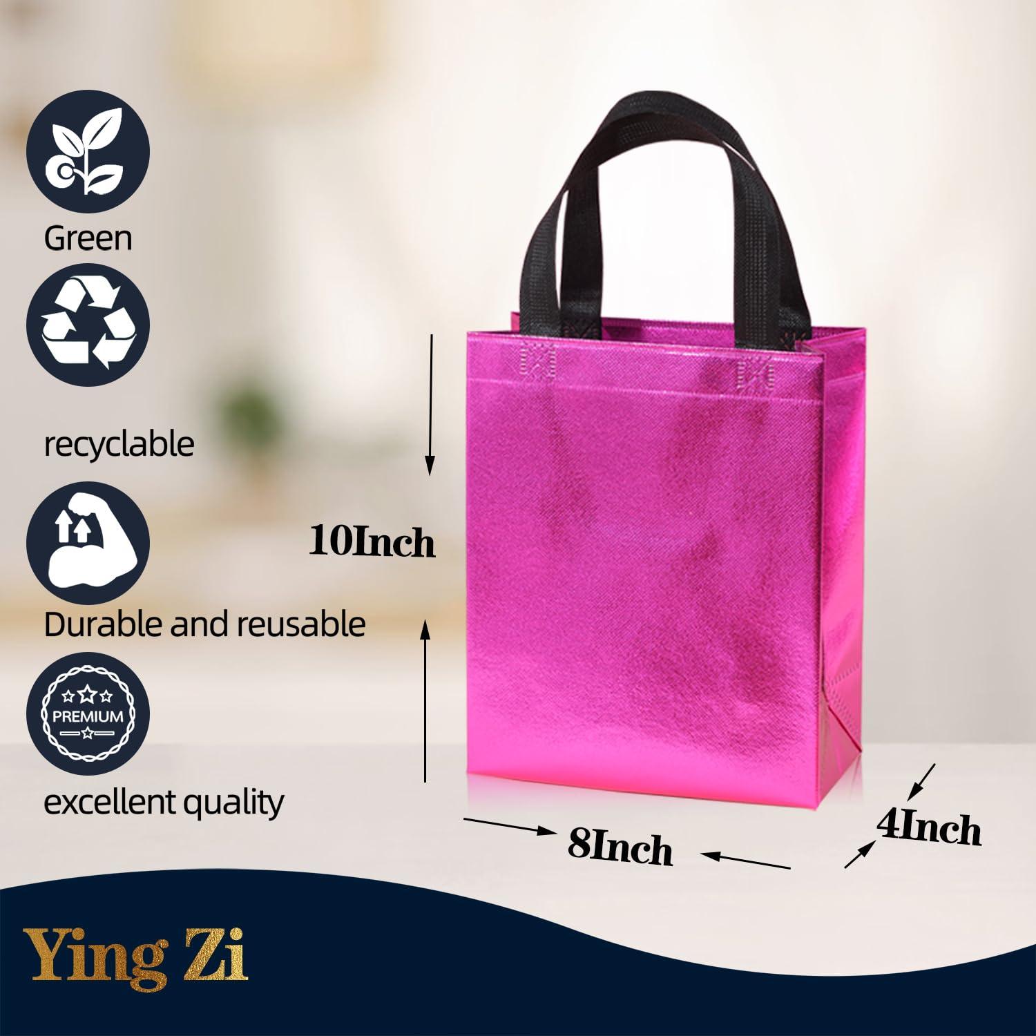 yingzi yingzi Medium Size Gift Bag 12 Hot pink Reusable Gift Bags That Come In 12 Stunning Colors - Nice Gift Bag, Birthday Gift Bag, Party Bag, Shopping Bag, Goodie Bag, Party Gift Bag 8x4x10 Inches