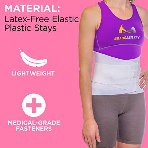 BraceAbility BraceAbility Women's Back Brace for Female Lower Back Pain - Lightweight Soft White Elastic Lumbar Compression Support Belt is Discreet Under Clothes for Ladies, Nurses, Walking (L)