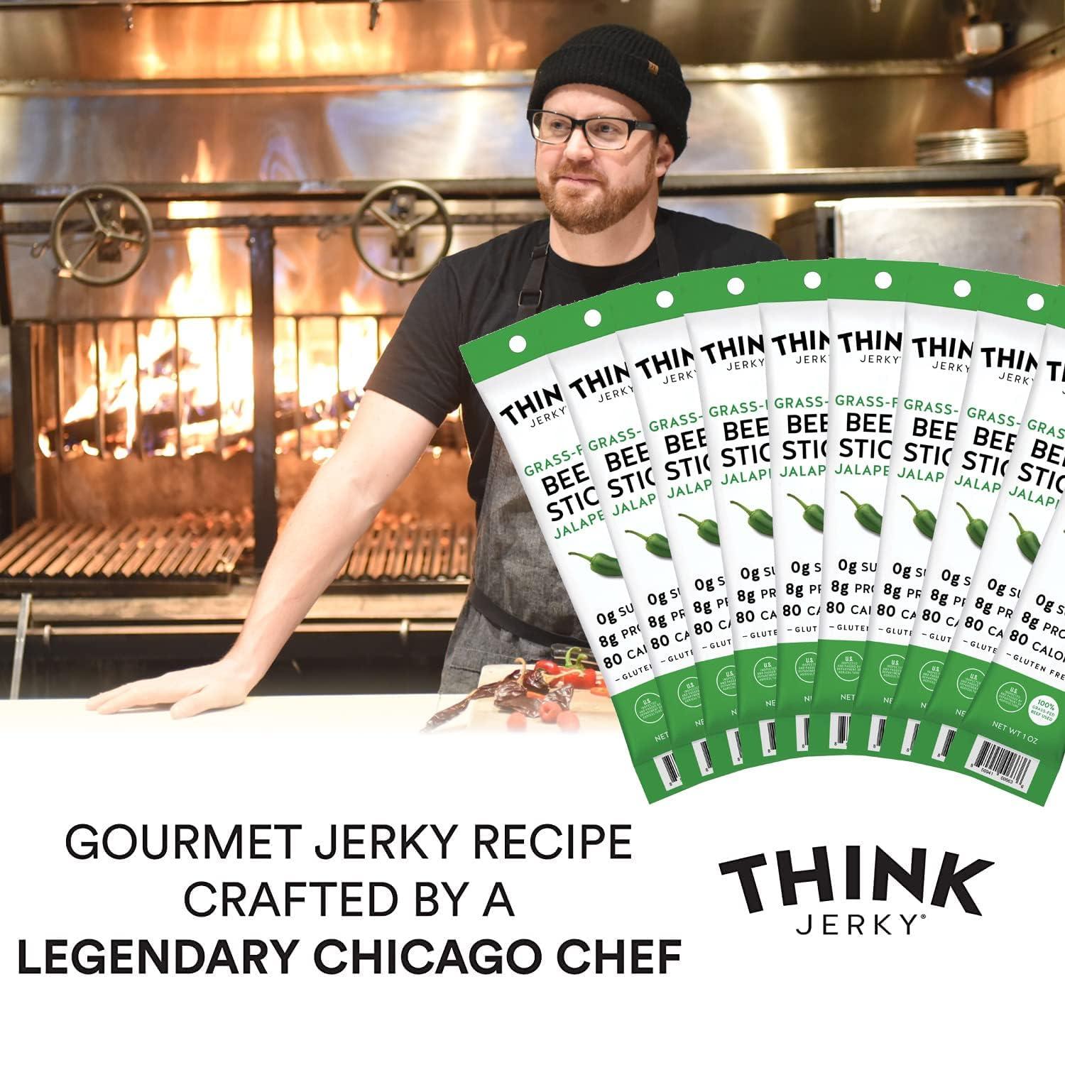 Think Jerky Think Jerky, Meat Stick Variety Pack, Original Grass-Fed Beef Sticks and All-Natural Turkey Sticks and Grass-Fed Jalapeno Beef Sticks (0.5 Ounce Sticks, Pack of 18 Sticks) - Sugar Free, Gluten Free, Non GMO, No Nitrates, Keto Friendly, Paleo, High Pr