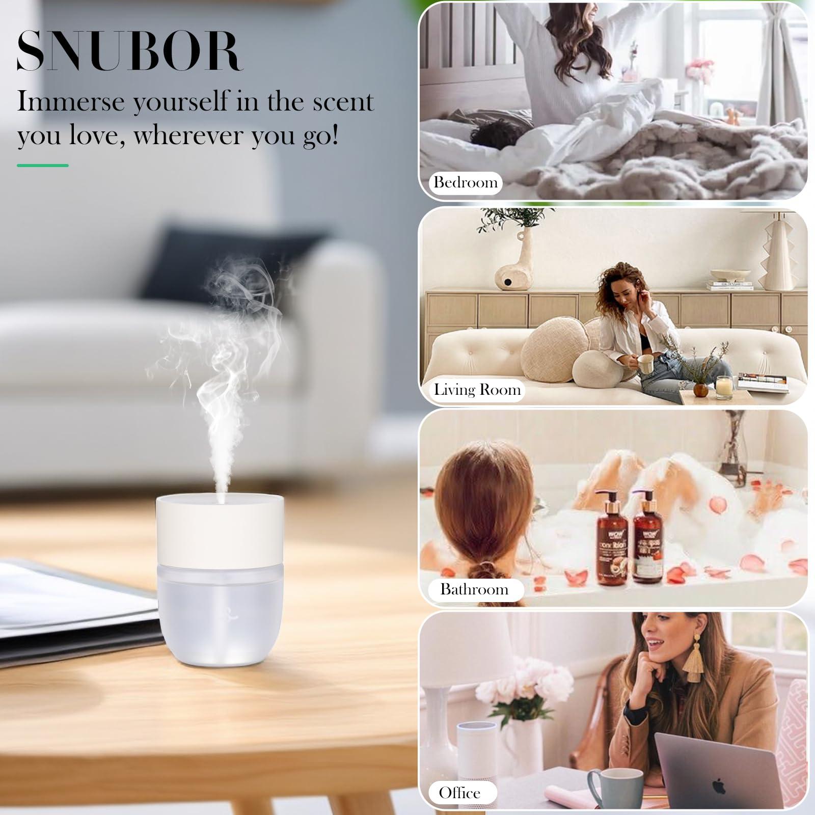 Snubor Generic Waterless Diffuser Mini Portable Scent Dispenser, Cordless Diffusers, Smart Aromatherapy Nebulizing Diffuser, 3 Spray Modes for Home Office Car (Exquisite Cypress, White1 Table-Mounted)
