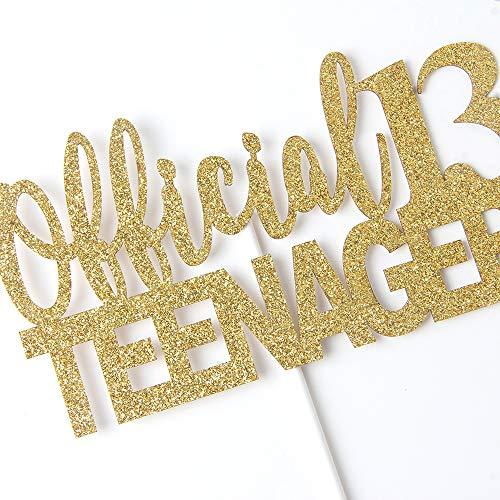 Paroke & Bubble Gold Giltter Happy 13th Birthday Cake Topper - 13th Birthday Party Decoration for Teens, 13th Birthday Cake Decorations