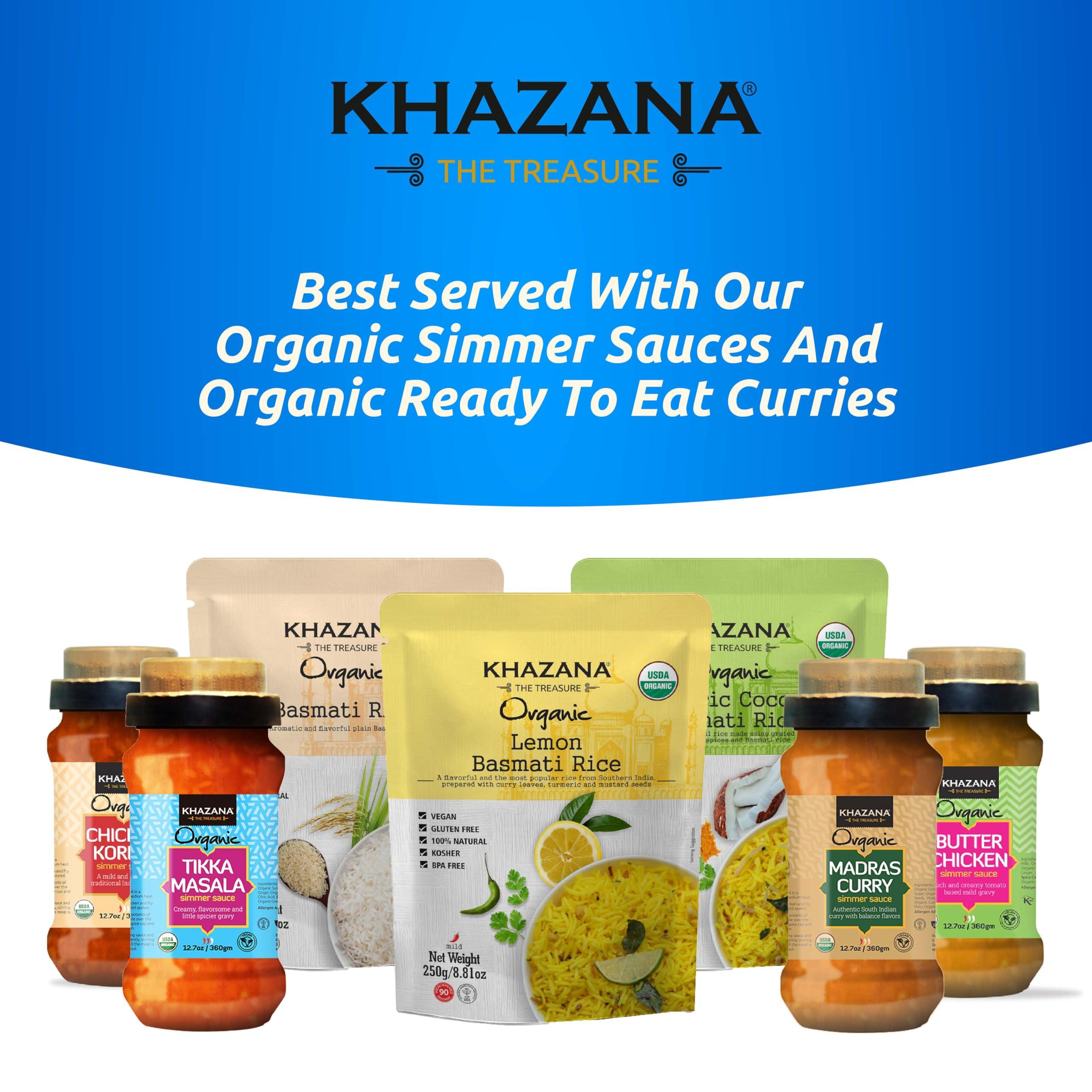 Khazana Authentic Premium Basmati Rice by Khazana in 10 lb Bag - Aromatic and Flavorful Indian Grain - Non-GMO, Gluten Free, Kosher, Cholesterol Free