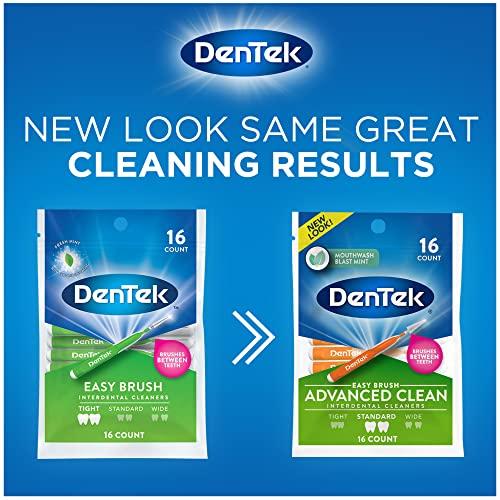 DenTek DenTek Easy Brush Advanced Clean Interdental Cleaners, Standard, 16 Count, 6 Pack