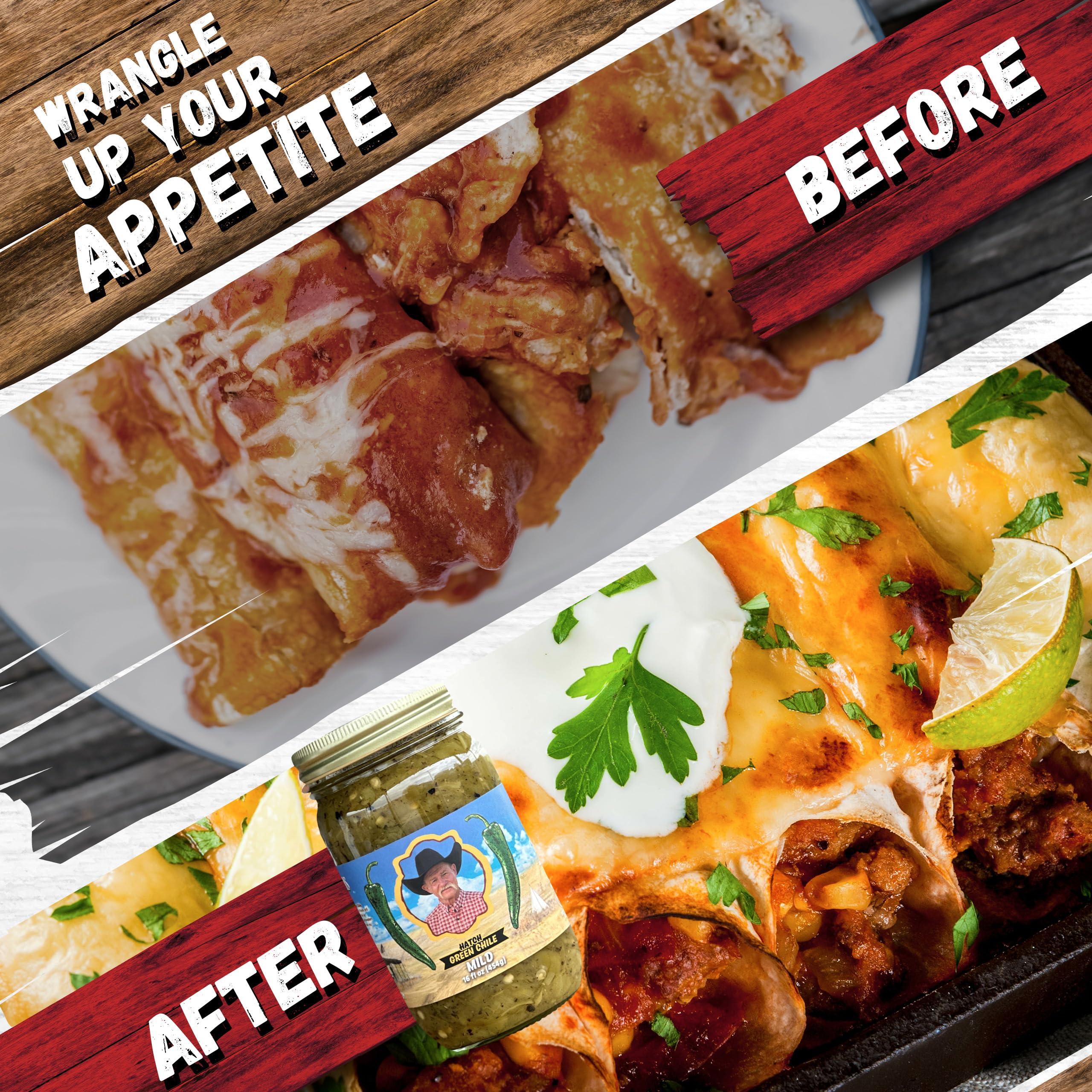 Kent Rollins Kent Rollins Hatch Green Chile - Hatch Green Chili Sauce Made with Roasted Green Chiles, Lime Juice, Salt, & Garlic - Ideal for Beef Goulash, Chicken Enchiladas, Pork Stew, & Other Dishes - 16 fl oz