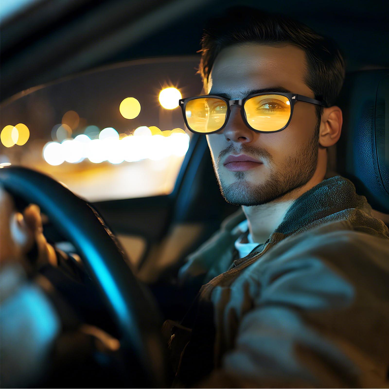 WINTOO WINTOO Night Driving UV Glare Glasses, Blue Light Blocking Glasses, Anti Glare Glasses, Night Driving Glasses for Men, Blue Light Glasses for Woman, Blue Light Glasses, Blue Light Glasses Men