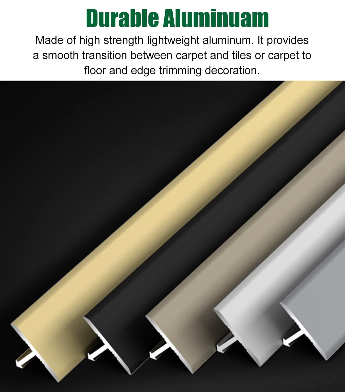 LJHU Threshold Transition Strips Durable Indoor Transition Strips, T-Mold Reducer Flute for Tile to Laminate/Wood to Tile, Customizable Size Easy Clean Floor Transition (Color : Silver, Size : Large)