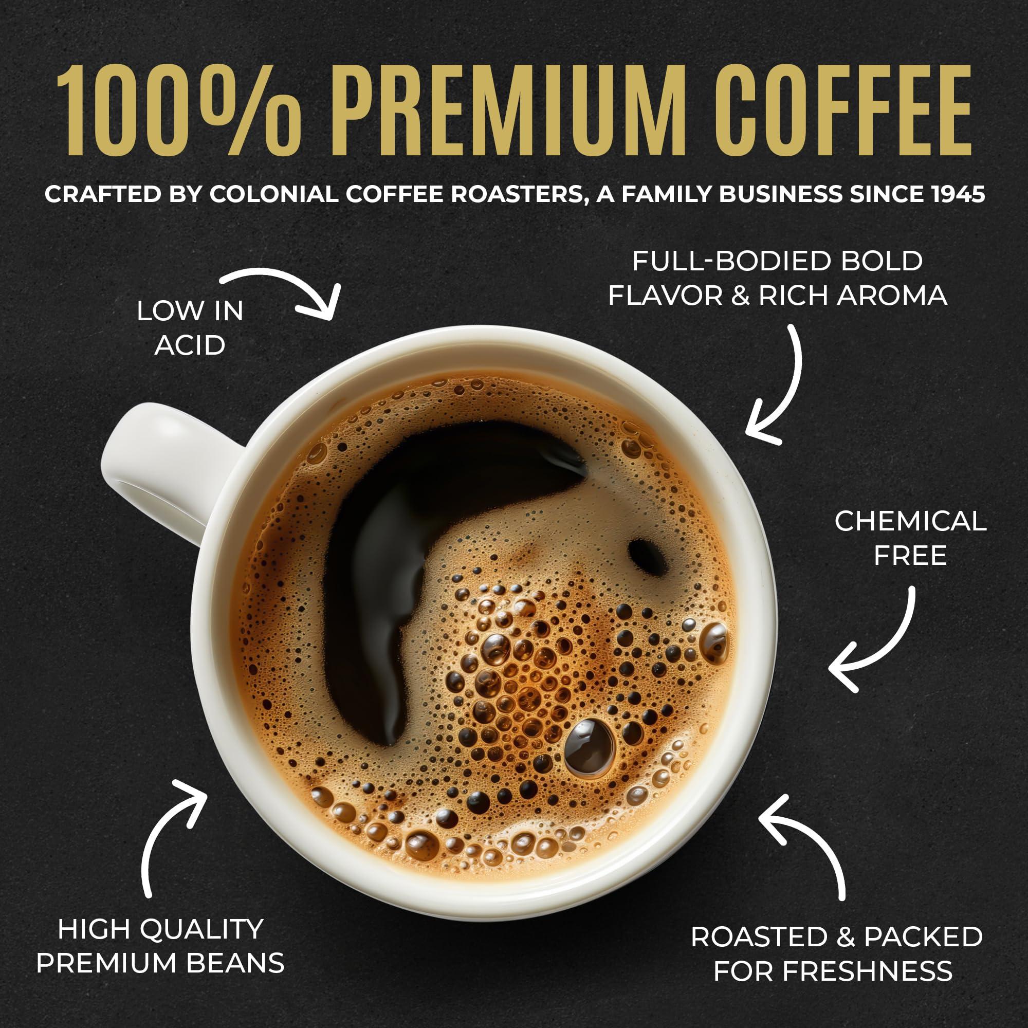 COLONIAL INTERNATIONAL COFFEE Colonial Coffee Packets, Pre Ground Coffee Packs, Assorted Variety Pack, Medium & Dark Roast Blends, Bulk Single Pot Bags for Drip Coffee Makers, (2.5 oz Bags, Pack of 12)