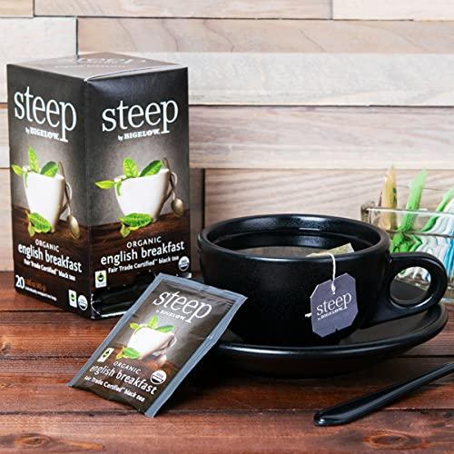Bigelow steep by Bigelow Organic English Breakfast Black Tea, Caffeinated, 20 Count (Pack of 6), 120 Total Tea Bags