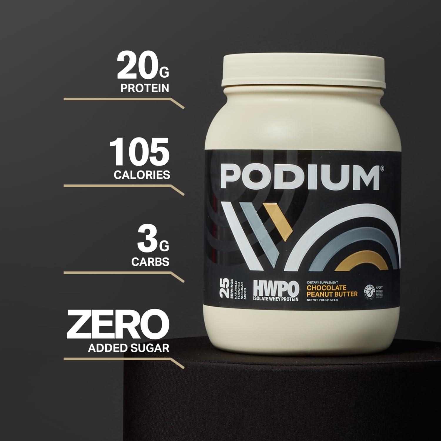 Podium Nutrition Podium Nutrition x HWPO Training Whey Protein Powder, Chocolate Peanut Butter, 20g Protein Per Serving w/Digestive Enzymes, Whey Protein Isolate, Gluten Free & Soy Free, Low Carb & Sugar, 25 Servings