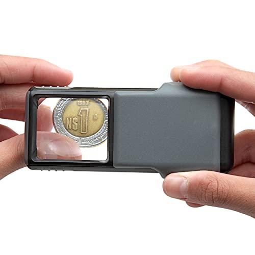 Carson Carson MiniBrite LED Lighted Slide-Out Aspheric Magnifier with Protective Sleeve (PO-55), 5X, Gray