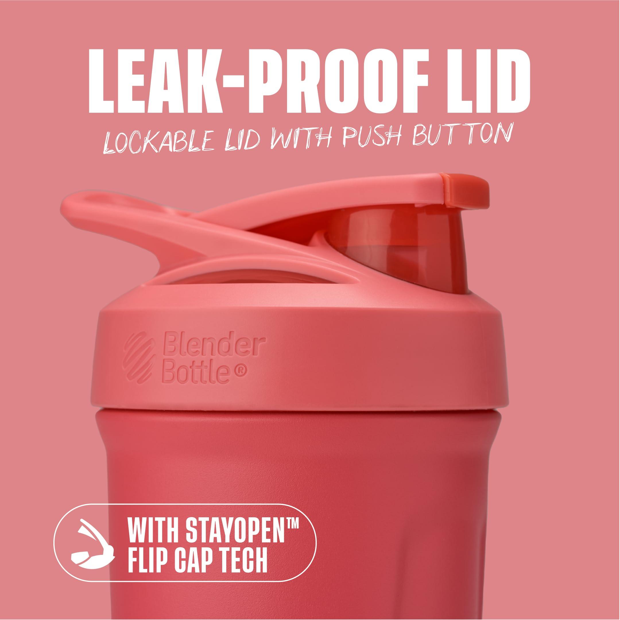 BlenderBottle BlenderBottle Strada Shaker Cup Insulated Stainless Steel Water Bottle with Wire Whisk, 24-Ounce, Pink