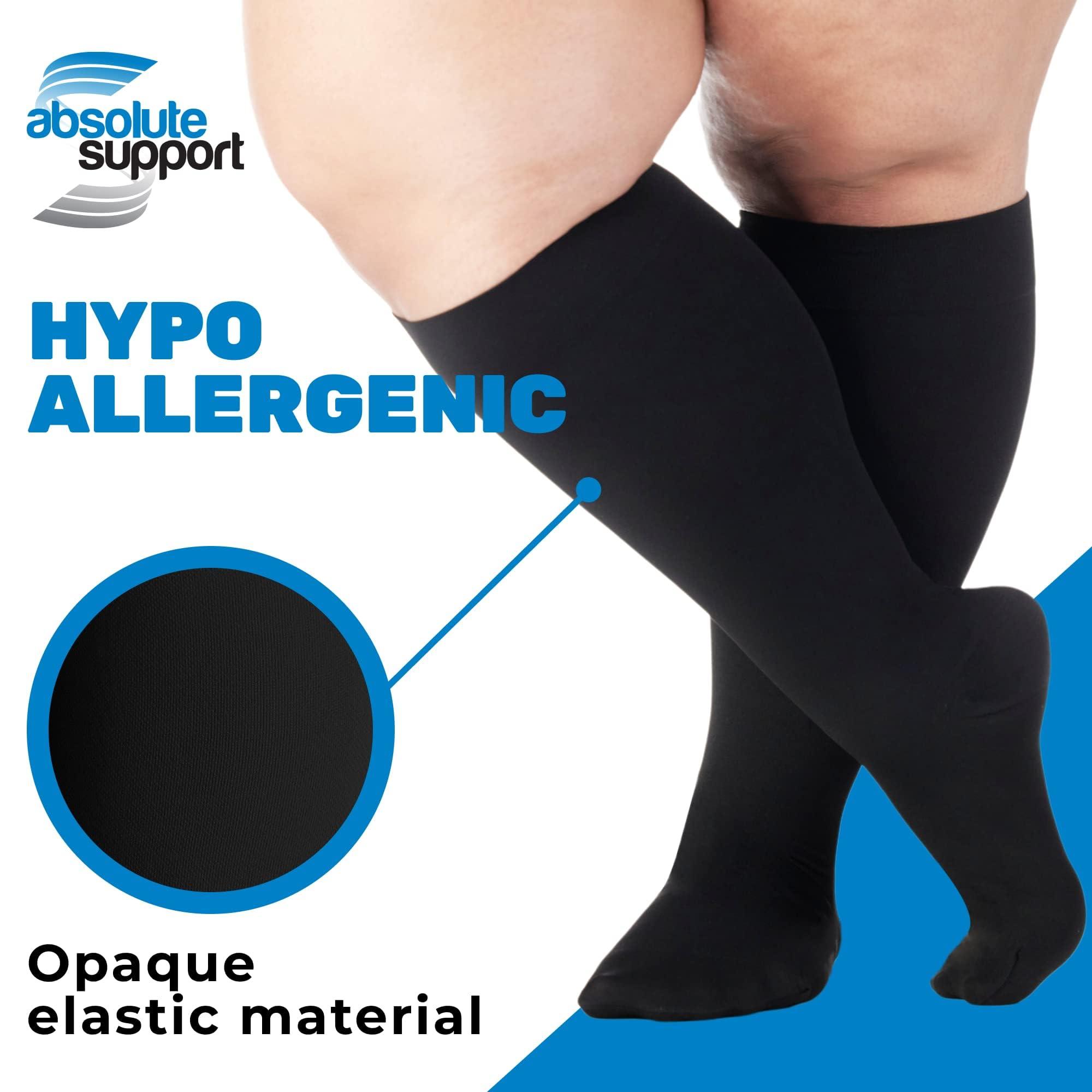 ABSOLUTE SUPPORT ABSOLUTE SUPPORT (3 Pairs) Opaque Knee High Graduated Compression Socks for Women and Men 20-30mmHg | For Swelling, Edema, Sclerotherapy, Diabetic - Black, Small - A501BL1-3