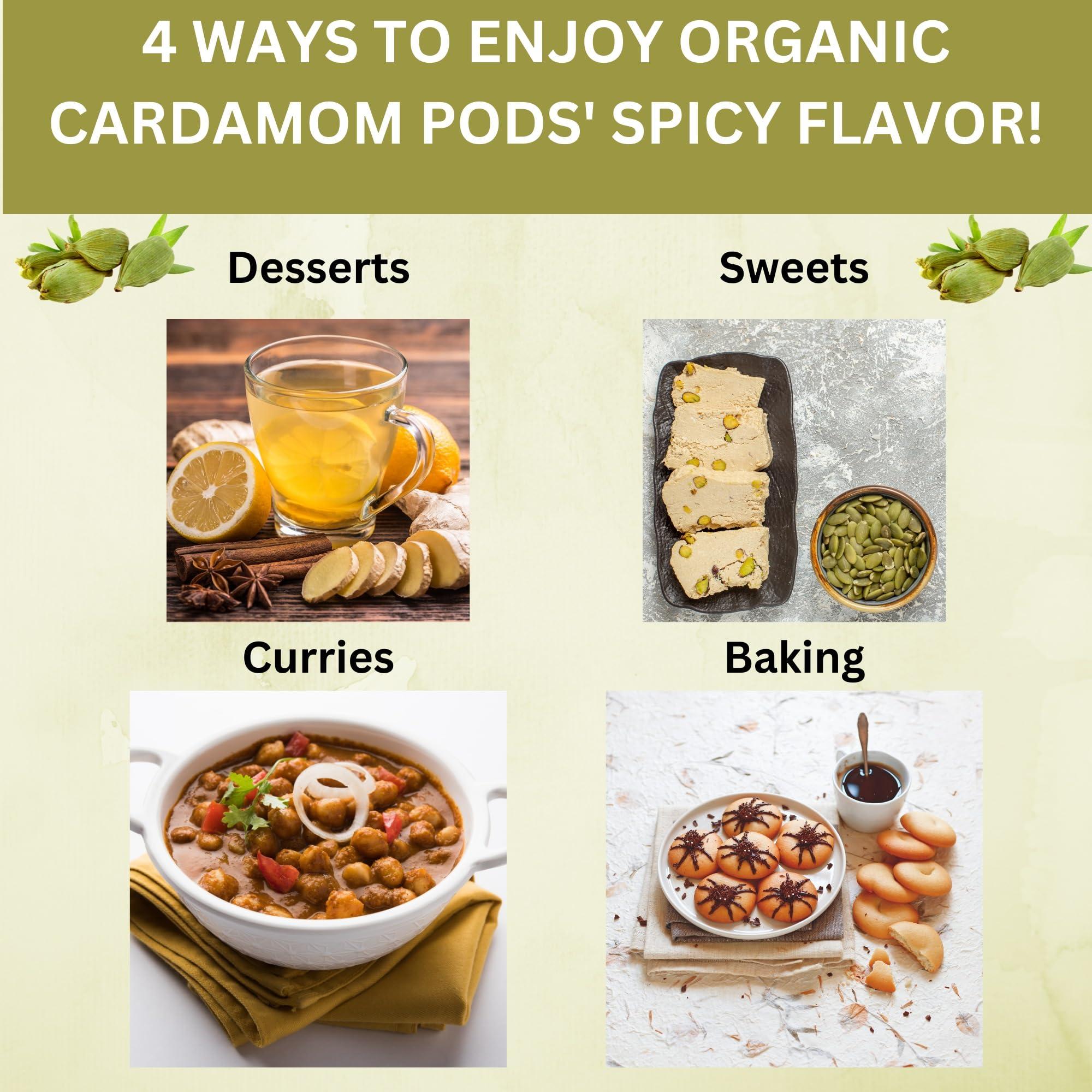 SPICY ORGANIC SPICY ORGANIC Green Cardamom Pods 2 oz - Whole Cardamon Seeds for Authentic Spice Flavor, Natural Caramon Pod for Tea, Cooking, and Baking- USDA Certified Organic, Gluten-Free, Non-GMO and Kosher