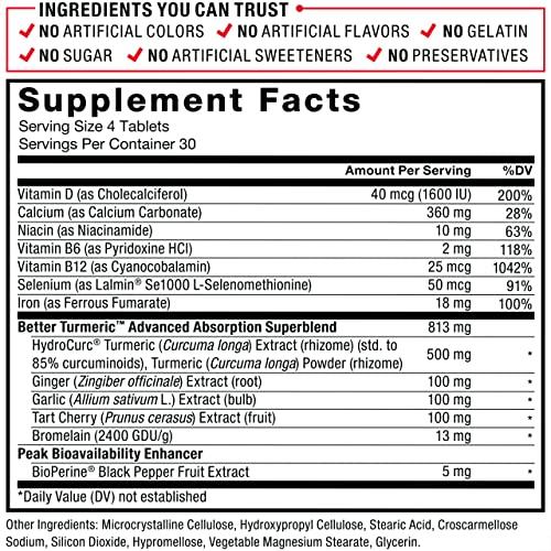 Force Factor FORCE FACTOR Better Turmeric 2-Pack Joint Support Supplement Featuring HydroCurc Turmeric Curcumin with Black Pepper, Clinical Strength Joint Support, 240 Tablets, White Packaging
