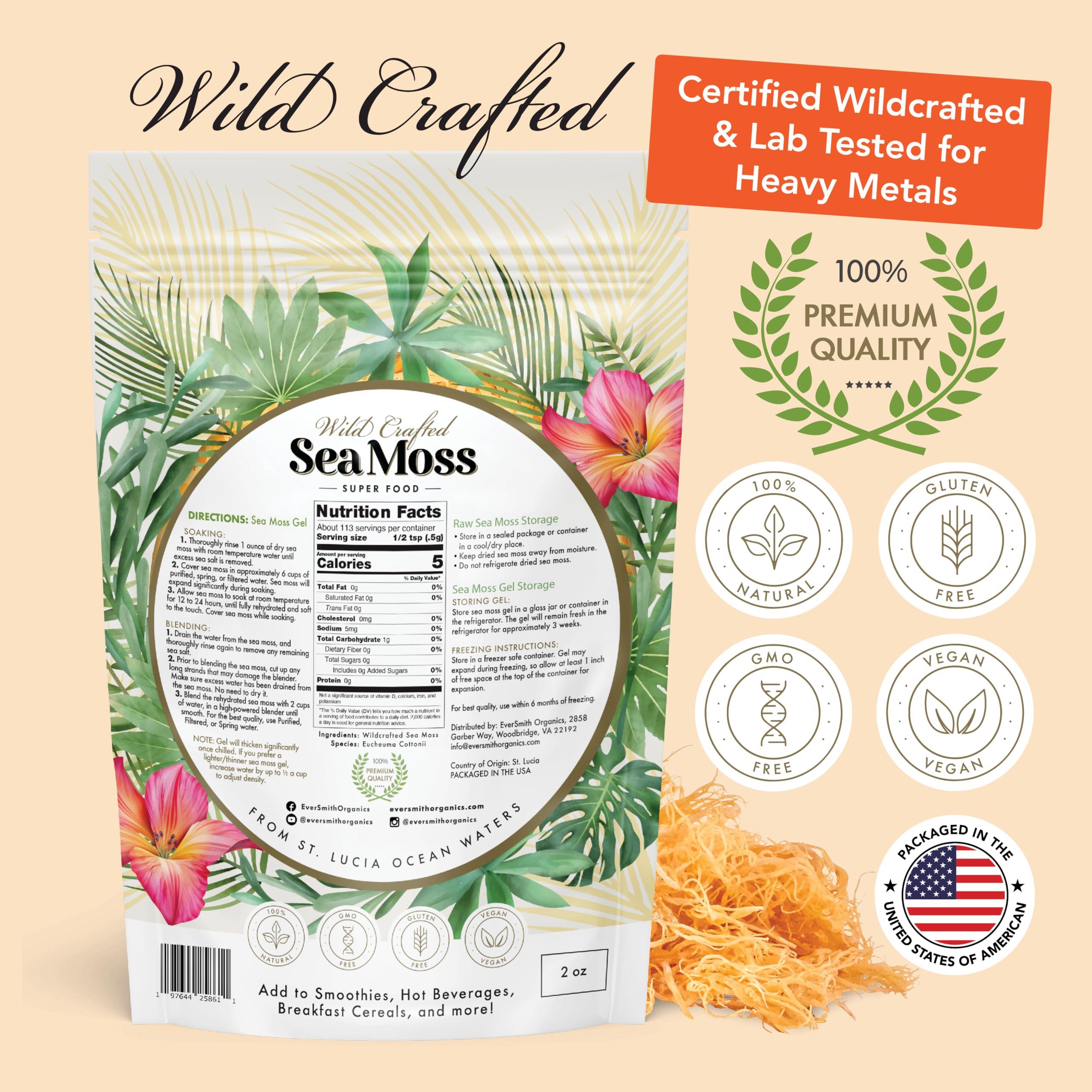 EverSmith Organics EverSmith Organics Irish Sea Moss | Makes 160oz of Gel | Gold Sea Moss | Sea Moss from St. Lucia | Seamoss Raw Superfood | Dried Sea Moss | Wildcrafted Sea Moss (2 OZ Bag)