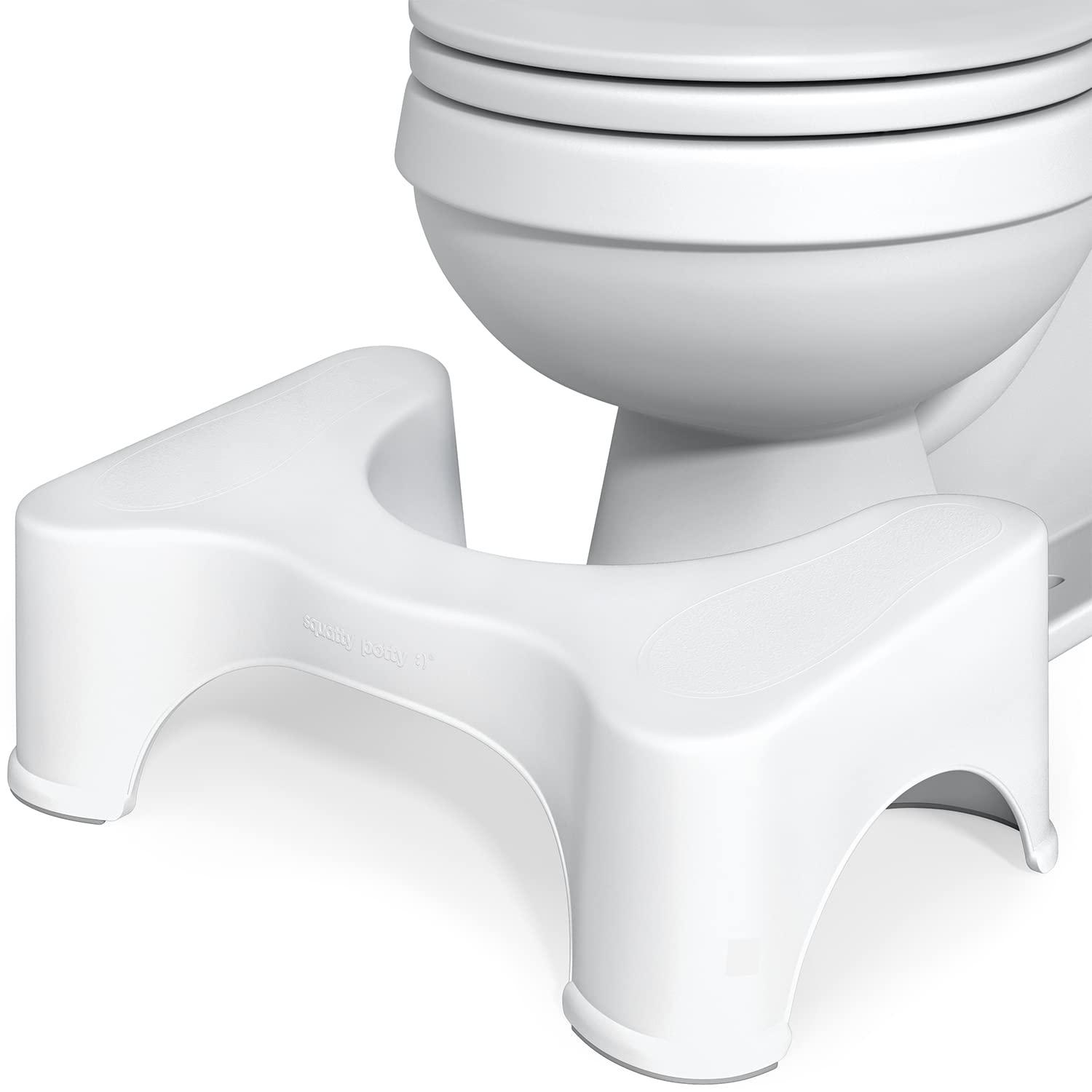 Squatty Potty Squatty Potty The Original Bathroom Toilet Stool, 7 Inch height, White & The Original Toilet Stool - Bamboo Flip, 7\" and 9\" Adjustable Heights, Brown
