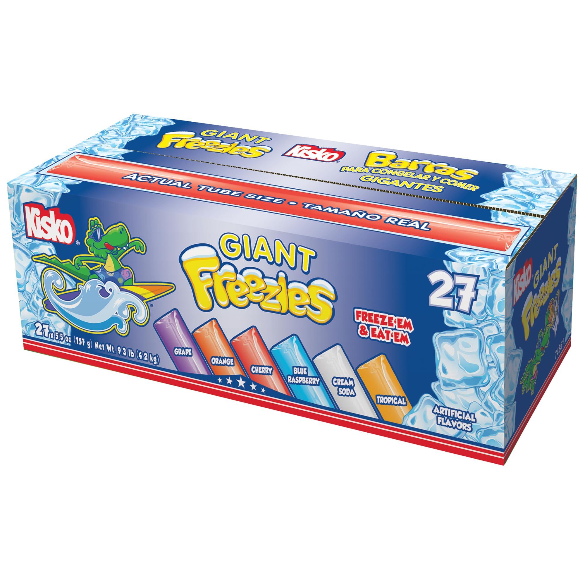 Kisko Kisko Freezies Ice Pops, Bulk Variety Giant Freezies, 27 Pieces