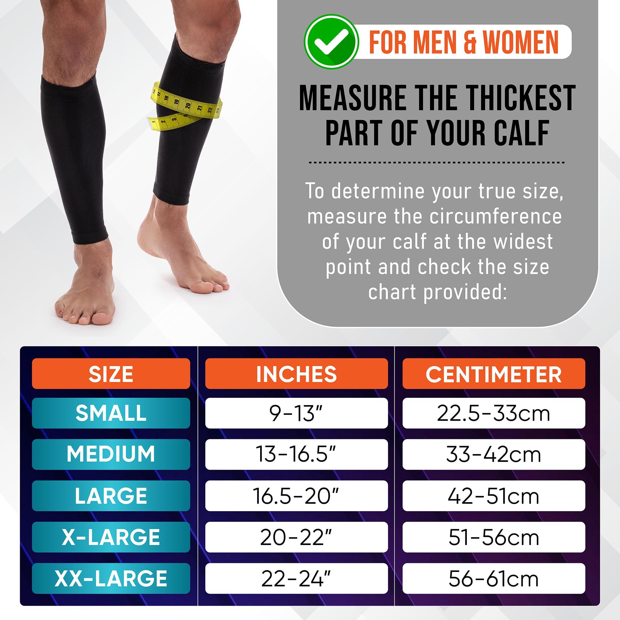 PhysFlex Calf Compression Sleeves for Men and Women - (1 Pair) Footless Compression Socks Support for Varicose Vein, Nursing, Pregnancy, Running - PhysFlex Leg Sleeve Brace for Shin Splints, Pain Relief and