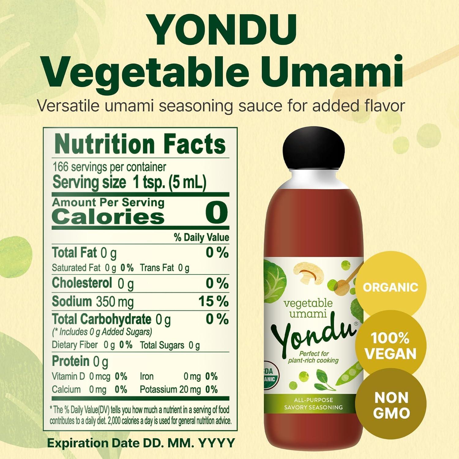Yondu Yondu Vegetable Umami Premium Plant-based Seasoning Sauce All-Purpose Instant Flavor Boost, Better Than: Fish Sauce, Soy Sauce, Bouillon (28 Fl oz / 830mL, Organic, Gluten Free))
