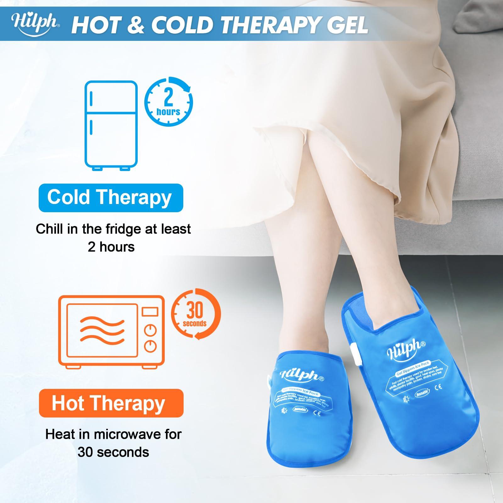 Hilph Hilph Foot Ice Pack Slippers for Plantar Fasciitis 2 Packs, Reusable Hot Cold Packs Gel Ice Slipper for Foot and Broken Toes, Gout, Foot Surgery, Neuropathy, Diabetic, Swollen (Sky Blue)