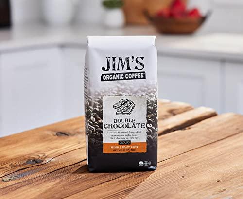 Jim's Organic Coffee Jim’s Organic Coffee – Double Chocolate, All Natural Flavored Blend – Light Roast, Ground Coffee, 12 oz Bag