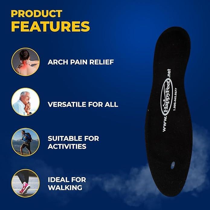 Elegance By Design Happy Feet Plantar Fasciitis Flat Feet Orthotic High Arch Support Gel Insert Shoe Insoles for Mens and Womens