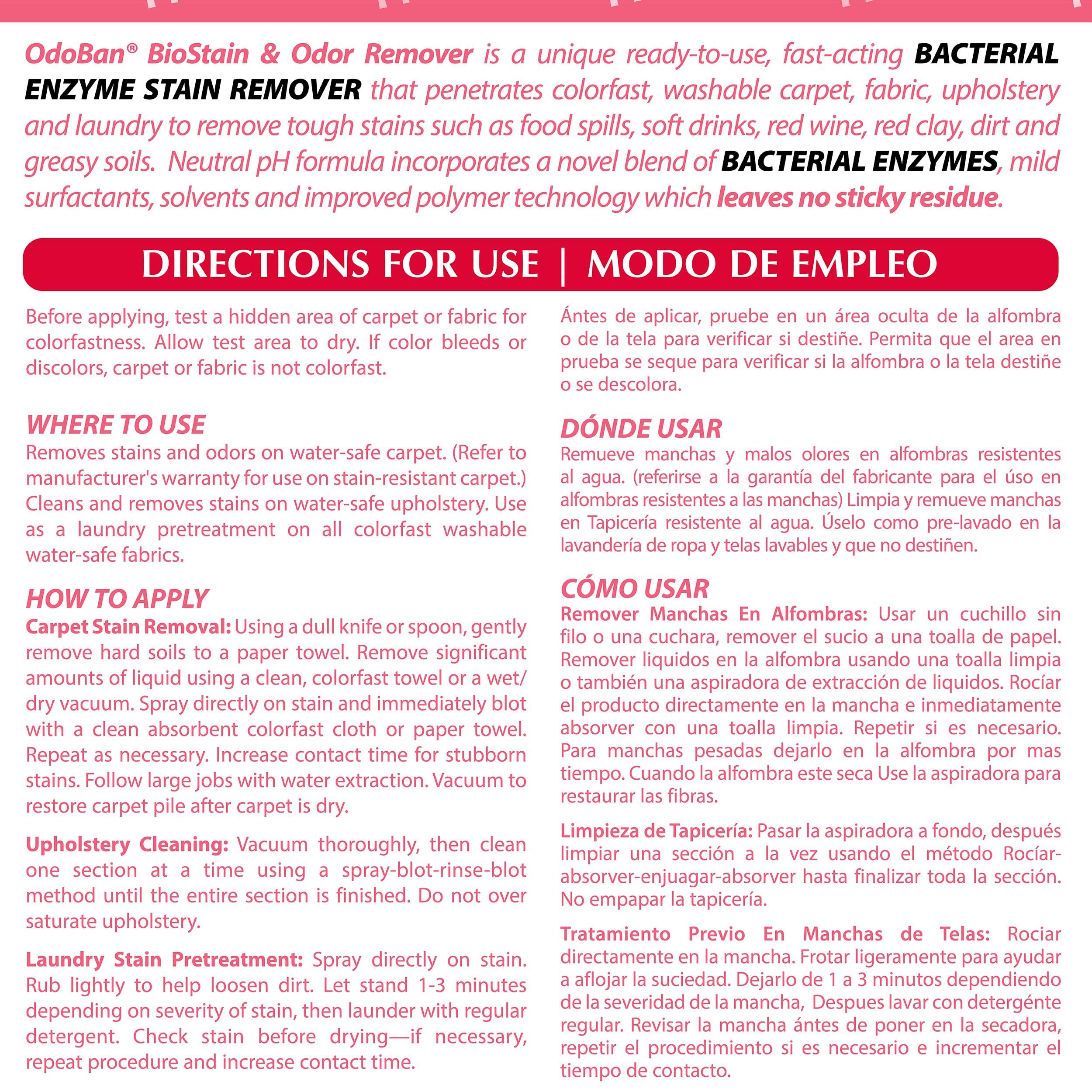 OdoBan OdoBan Professional Cleaning BioStain and Odor Remover for Carpet and Upholstery, 32 oz Ready-to-Use Spray