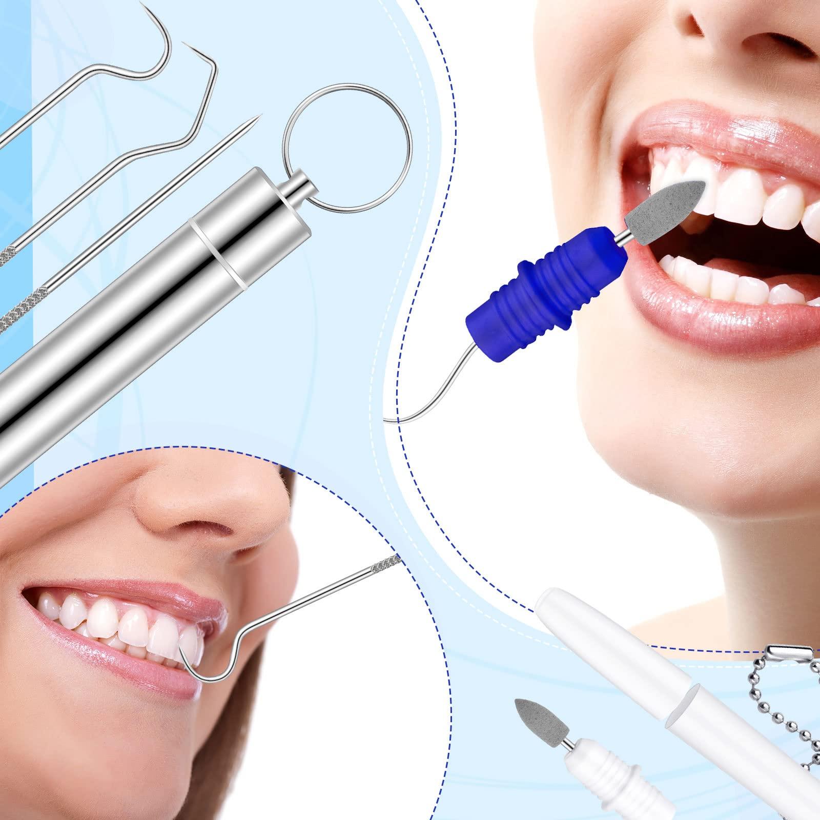 Honeydak Honeydak 5 Pieces Dental Tools Travel Dental Pick Metal Tooth Scraper Professional Stainless Steel Teeth Cleaning Tools with Holder Case Portable Toothpick to Remove Plaque Toothpicks
