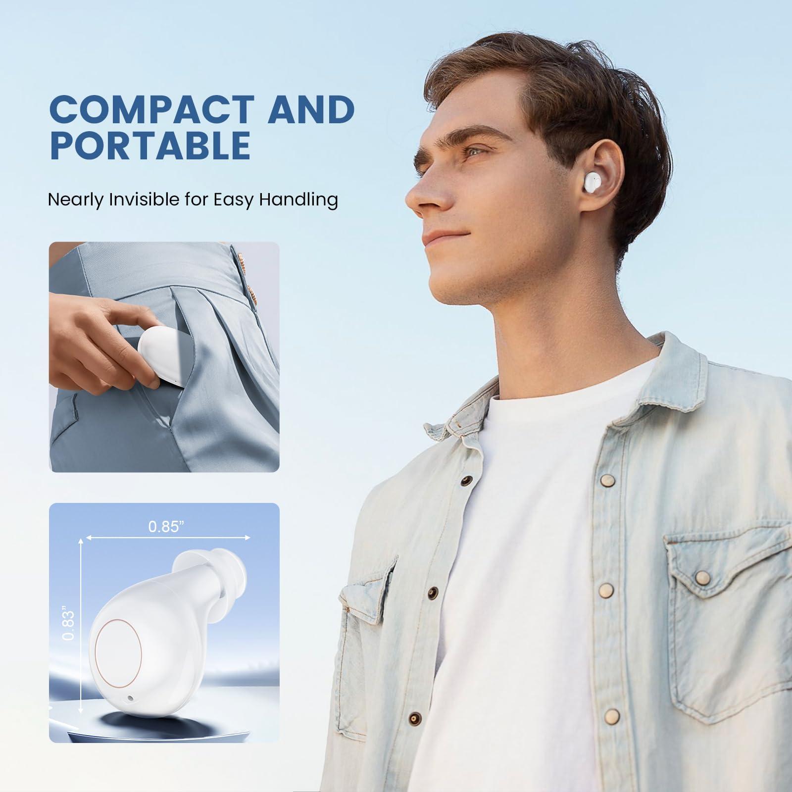 Ensothic Ensothic OTC Hearing Aids for Seniors Rechargeable Hearing Amplifier Ear Aids for Adults Light Hearing Loss with Noise Cancelling, In-Ear Small Hearing Device with Charging Case